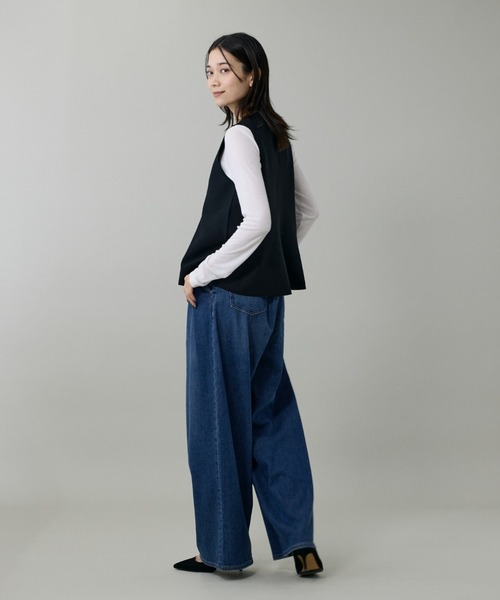 INED（イネド）の「ミラノリブニットジレ（ニット/セーター・レディース・グレー/ブラック・9号）」の6枚目の写真