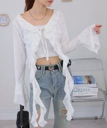 pumpkin port（パンプキンポート）の「ブロークンデザイン アシメシルエット Vネックカーディガン（カーディガン/ボレロ）」