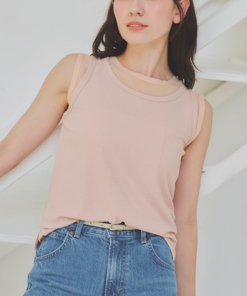 COHINA（コヒナ）の「シアーレイヤードノースリセット 【低身長・小柄女性】（タンクトップ・レディース・グレー/ピンク/グリーン・ONE SIZE）」の3枚目の写真