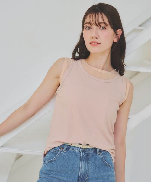 COHINA（コヒナ）の「シアーレイヤードノースリセット 【低身長・小柄女性】（タンクトップ・レディース・グレー/ピンク/グリーン・ONE SIZE）」の4枚目の写真