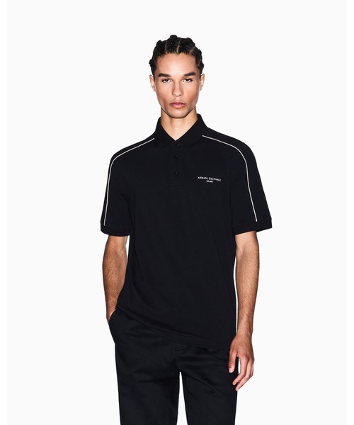 ARMANI EXCHANGE(アルマーニエクスチェンジ)の「【A|X アルマーニ エクスチェンジ】AXロゴ コットンピケ 半袖ポロシャツ/REGULAR(ポロシャツ・メンズ・ブラック/ストーン・MEDIUM/LARGE/X-SMALL/SMALL/X-LARGE)」の1枚目の写真