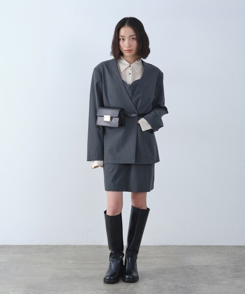 CODE A(コードエー)の「tailored mood over jacket(ノーカラージャケット・レディース・ネイビー系2/グレー系2・00)」の5枚目の写真