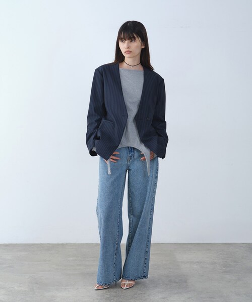 CODE A(コードエー)の「tailored mood over jacket(ノーカラージャケット・レディース・ネイビー系2/グレー系2・00)」の8枚目の写真