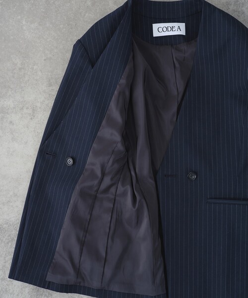 CODE A(コードエー)の「tailored mood over jacket(ノーカラージャケット・レディース・ネイビー系2/グレー系2・00)」の13枚目の写真
