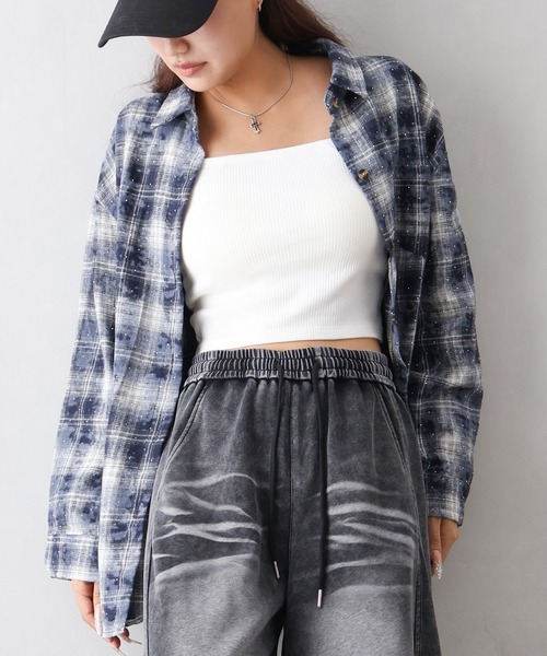 SpRay（スプレイ）の「スタッズ付きオンブレチェックシャツ（シャツ/ブラウス・レディース・ブラック/ネイビー・FREE）」の15枚目の写真