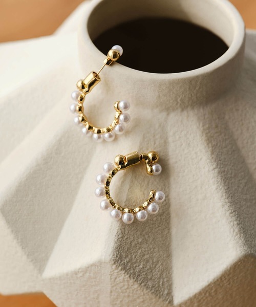 ZAKKA-BOX(ザッカボックス)の「パールフープWキャッチピアス(ピアス(両耳用)・レディース・ゴールド・FREE)」の6枚目の写真