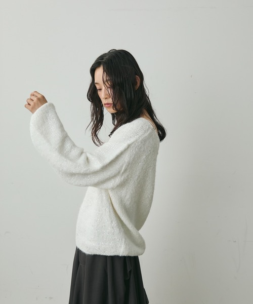 Lunea(ルネア)の「テープヤーンニットトップス(ニット/セーター・レディース・アイボリー/ベージュ・FREE)」の19枚目の写真
