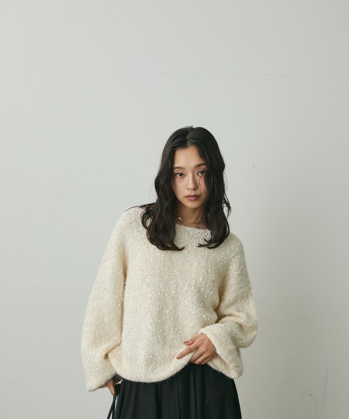 Lunea(ルネア)の「テープヤーンニットトップス(ニット/セーター・レディース・アイボリー/ベージュ・FREE)」の4枚目の写真