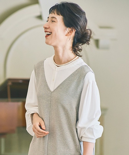 studio CLIP（スタディオクリップ）の「インドレース襟チュニックブラウス《オケージョン2025AW》（シャツ/ブラウス・レディース・オフホワイト/ブラック・FREE）」の5枚目の写真