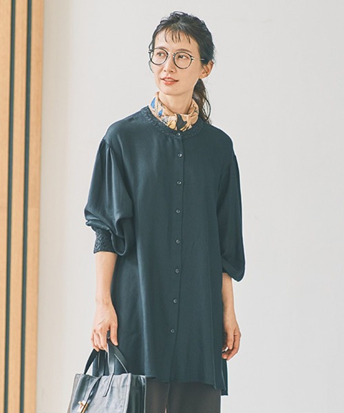 studio CLIP（スタディオクリップ）の「インドレース襟チュニックブラウス《オケージョン2025AW》（シャツ/ブラウス・レディース・オフホワイト/ブラック・FREE）」の8枚目の写真