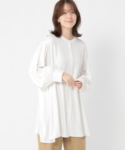studio CLIP（スタディオクリップ）の「インドレース襟チュニックブラウス《オケージョン2025AW》（シャツ/ブラウス・レディース・オフホワイト/ブラック・FREE）」の10枚目の写真
