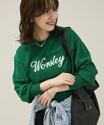 ニット/セーター（グリーン・カーキ/緑色系・前面プリント