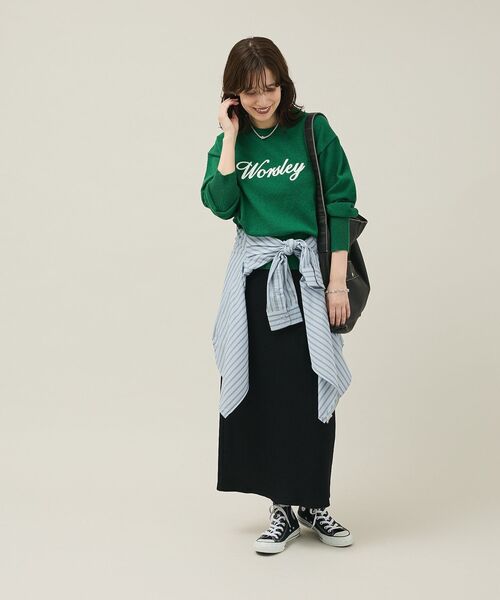 Green　Parks（グリーンパークス）の「ブークレ ロゴニットプルオーバー（ニット/セーター・レディース・ホワイト系その他2/ボルドー/グリーン/ダークグレー・FREE）」の6枚目の写真