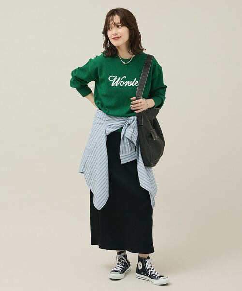 Green　Parks（グリーンパークス）の「ブークレ ロゴニットプルオーバー（ニット/セーター・レディース・ホワイト系その他2/ボルドー/グリーン/ダークグレー・FREE）」の7枚目の写真