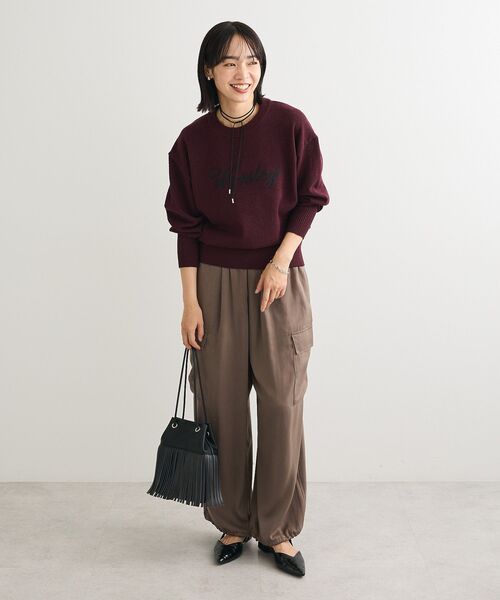 Green　Parks（グリーンパークス）の「ブークレ ロゴニットプルオーバー（ニット/セーター・レディース・ホワイト系その他2/ボルドー/グリーン/ダークグレー・FREE）」の12枚目の写真