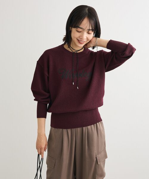 Green　Parks（グリーンパークス）の「ブークレ ロゴニットプルオーバー（ニット/セーター・レディース・ホワイト系その他2/ボルドー/グリーン/ダークグレー・FREE）」の14枚目の写真
