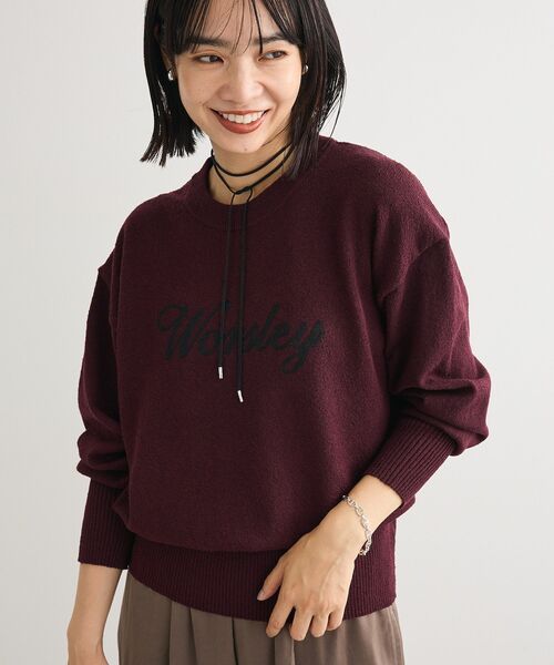 Green　Parks（グリーンパークス）の「ブークレ ロゴニットプルオーバー（ニット/セーター・レディース・ホワイト系その他2/ボルドー/グリーン/ダークグレー・FREE）」の16枚目の写真