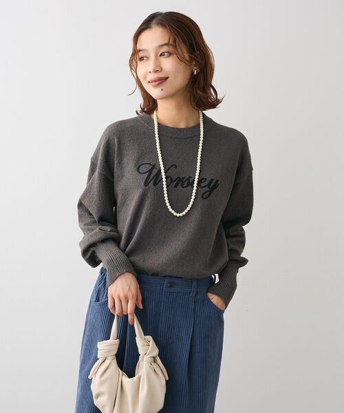 Green　Parks（グリーンパークス）の「ブークレ ロゴニットプルオーバー（ニット/セーター・レディース・ホワイト系その他2/ボルドー/グリーン/ダークグレー・FREE）」の19枚目の写真