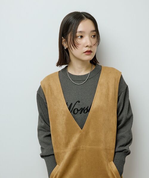 Green　Parks（グリーンパークス）の「ブークレ ロゴニットプルオーバー（ニット/セーター・レディース・ホワイト系その他2/ボルドー/グリーン/ダークグレー・FREE）」の21枚目の写真