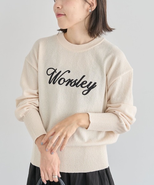 Green　Parks（グリーンパークス）の「ブークレ ロゴニットプルオーバー（ニット/セーター・レディース・ホワイト系その他2/ボルドー/グリーン/ダークグレー・FREE）」の2枚目の写真