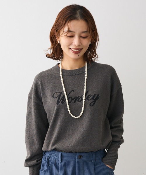 Green　Parks（グリーンパークス）の「ブークレ ロゴニットプルオーバー（ニット/セーター・レディース・ホワイト系その他2/ボルドー/グリーン/ダークグレー・FREE）」の3枚目の写真