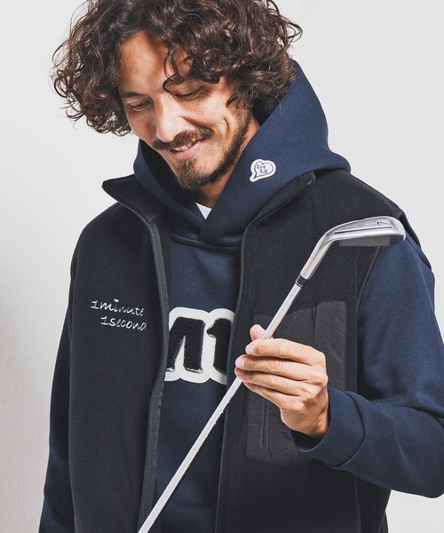 1minute 1second(ワンミニットワンセカンド)の「mcg3723-microfleece zip vest with cursive embroidery フリースジップベスト(1M25F300)(ベスト・メンズ・ネイビー/ブラック・XXL/XL/L/M)」の7枚目の写真