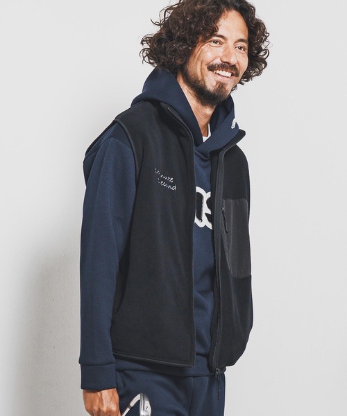 1minute 1second(ワンミニットワンセカンド)の「mcg3723-microfleece zip vest with cursive embroidery フリースジップベスト(1M25F300)(ベスト・メンズ・ネイビー/ブラック・XXL/XL/L/M)」の12枚目の写真