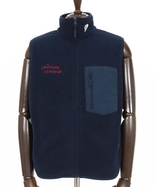 1minute 1second(ワンミニットワンセカンド)の「mcg3723-microfleece zip vest with cursive embroidery フリースジップベスト(1M25F300)(ベスト・メンズ・ネイビー/ブラック・XXL/XL/L/M)」の15枚目の写真