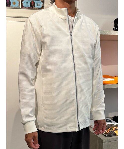 TRANSITION(トランジション)の「【TRANSITION】チェックジャガードモックネックフロントジップtee(Tシャツ/カットソー・メンズ・ホワイト系1/ブラック・2/3)」の2枚目の写真