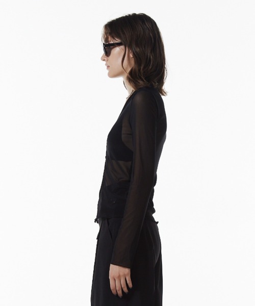 JOSE MOON(ジョゼムーン)の「SHEER PATERN CARDIGAN/シアーパターンカーディガン(Tシャツ/カットソー・レディース・ライトグリーン/ブルー/ブラック・FREE)」の6枚目の写真