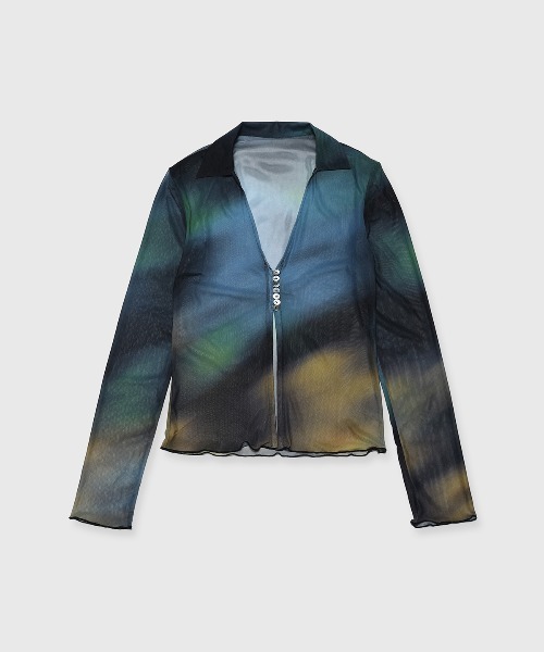 JOSE MOON(ジョゼムーン)の「SHEER PATERN CARDIGAN/シアーパターンカーディガン(Tシャツ/カットソー・レディース・ライトグリーン/ブルー/ブラック・FREE)」の13枚目の写真