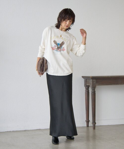 RIVE DROITE（リヴドロワ）の「【リラクシーな履き心地】ヴィンテージサテンバイアススカート（スカート・レディース・ブラック/ブラウン・36/38）」の13枚目の写真