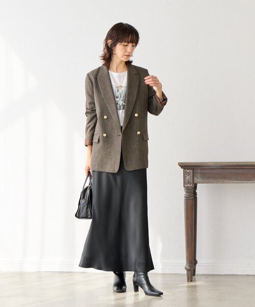 RIVE DROITE（リヴドロワ）の「【リラクシーな履き心地】ヴィンテージサテンバイアススカート（スカート・レディース・ブラック/ブラウン・36/38）」の22枚目の写真