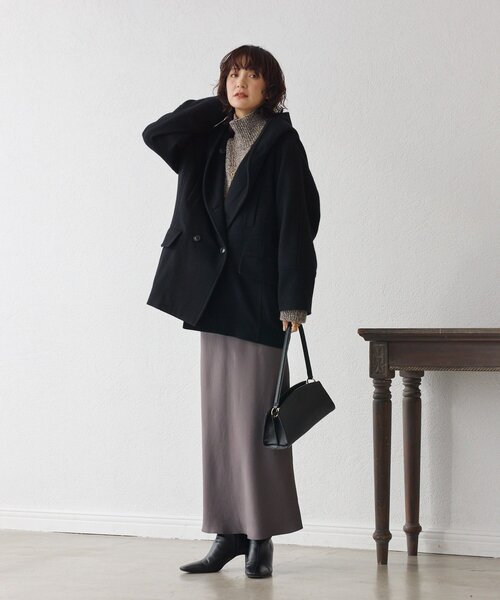 RIVE DROITE（リヴドロワ）の「【リラクシーな履き心地】ヴィンテージサテンバイアススカート（スカート・レディース・ブラック/ブラウン・36/38）」の7枚目の写真