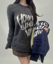モヘアライクロゴシャギーニット