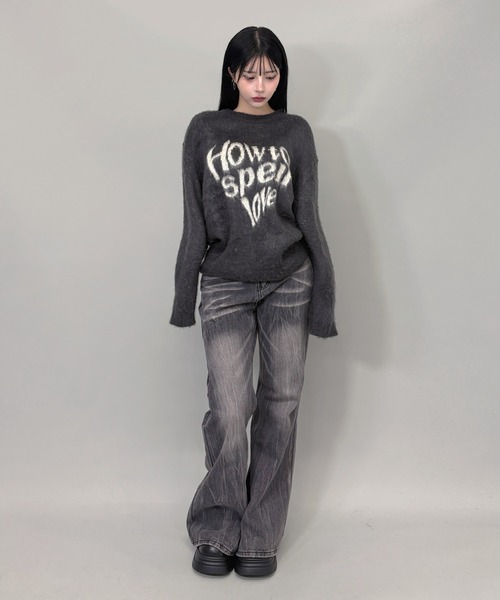 FOLLOWIN(フォロウィン)の「モヘアライクロゴシャギーニット(ニット/セーター・レディース・チャコールグレー/グリーン/ネイビー・FREE)」の4枚目の写真