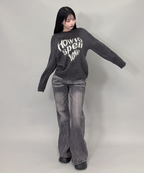 FOLLOWIN(フォロウィン)の「モヘアライクロゴシャギーニット(ニット/セーター・レディース・チャコールグレー/グリーン/ネイビー・FREE)」の5枚目の写真