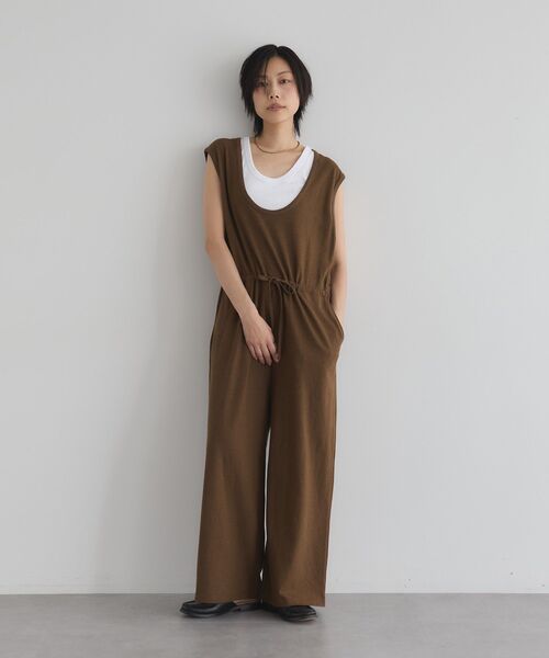 GARAGE OF GOOD CLOTHING（ガレージオブグッドクロージング）の「【日本製】Uネックオールインワン（サロペット/オーバーオール・レディース・ブラウン/チャコールグレー・FREE）」の7枚目の写真