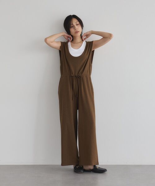 GARAGE OF GOOD CLOTHING（ガレージオブグッドクロージング）の「【日本製】Uネックオールインワン（サロペット/オーバーオール・レディース・ブラウン/チャコールグレー・FREE）」の10枚目の写真