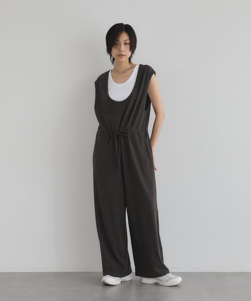 GARAGE OF GOOD CLOTHING（ガレージオブグッドクロージング）の「【日本製】Uネックオールインワン（サロペット/オーバーオール・レディース・ブラウン/チャコールグレー・FREE）」の12枚目の写真