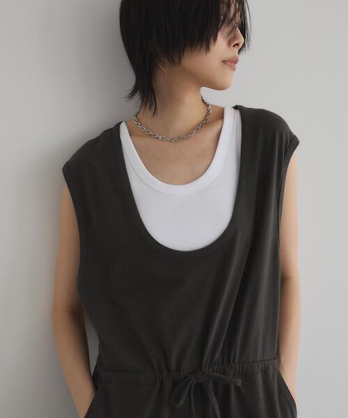 GARAGE OF GOOD CLOTHING（ガレージオブグッドクロージング）の「【日本製】Uネックオールインワン（サロペット/オーバーオール・レディース・ブラウン/チャコールグレー・FREE）」の15枚目の写真