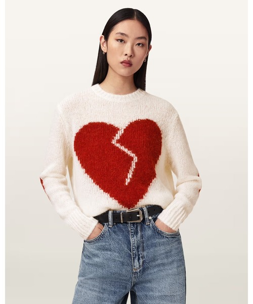 ALLSAINTS(オールセインツ)の「LUVHEART CREW NECK JUMPER | LUVHEART クルー ネック ニット・セーター(ニット/セーター・レディース・ホワイト系その他・S/M/XS)」の1枚目の写真