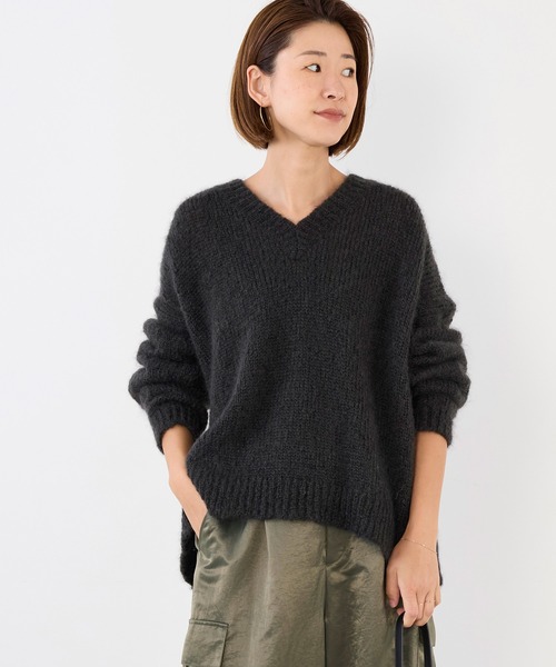 MICA&DEAL（マイカ＆ディール）の「キッドモヘアVネックプルオーバー（ニット/セーター・レディース・ライトピンク/グリーン/スミクロ/ベージュ・FREE）」の2枚目の写真