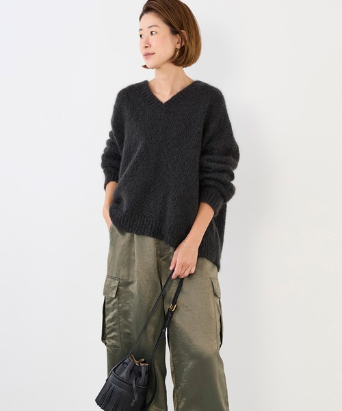 MICA&DEAL（マイカ＆ディール）の「キッドモヘアVネックプルオーバー（ニット/セーター・レディース・ライトピンク/グリーン/スミクロ/ベージュ・FREE）」の5枚目の写真