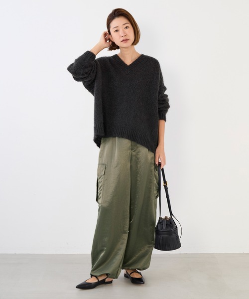 MICA&DEAL（マイカ＆ディール）の「キッドモヘアVネックプルオーバー（ニット/セーター・レディース・ライトピンク/グリーン/スミクロ/ベージュ・FREE）」の7枚目の写真