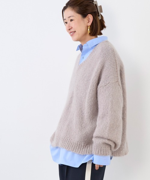 MICA&DEAL（マイカ＆ディール）の「キッドモヘアVネックプルオーバー（ニット/セーター・レディース・ライトピンク/グリーン/スミクロ/ベージュ・FREE）」の22枚目の写真