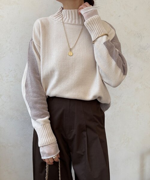 DouDou(ドゥドゥ)の「【WEB限定】モール配色ハイネックプルオーバー(ニット/セーター・レディース・ベージュ/ブラック/アイボリー・FREE)」の17枚目の写真