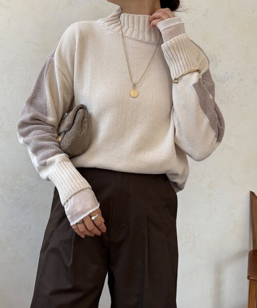 DouDou(ドゥドゥ)の「【WEB限定】モール配色ハイネックプルオーバー(ニット/セーター・レディース・ベージュ/ブラック/アイボリー・FREE)」の18枚目の写真