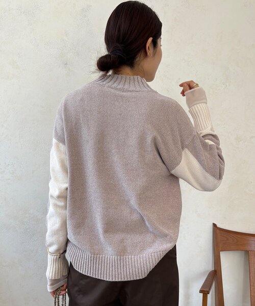 DouDou(ドゥドゥ)の「【WEB限定】モール配色ハイネックプルオーバー(ニット/セーター・レディース・ベージュ/ブラック/アイボリー・FREE)」の19枚目の写真