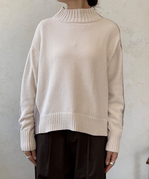 DouDou(ドゥドゥ)の「【WEB限定】モール配色ハイネックプルオーバー(ニット/セーター・レディース・ベージュ/ブラック/アイボリー・FREE)」の20枚目の写真